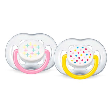 Chupeta Contemporânea BPA Free 2pçs Rosa e Amarela (6-18m) - ... Chupeta Contemporânea BPA Free 2pçs Rosa e Amarela (6-18m) - ...