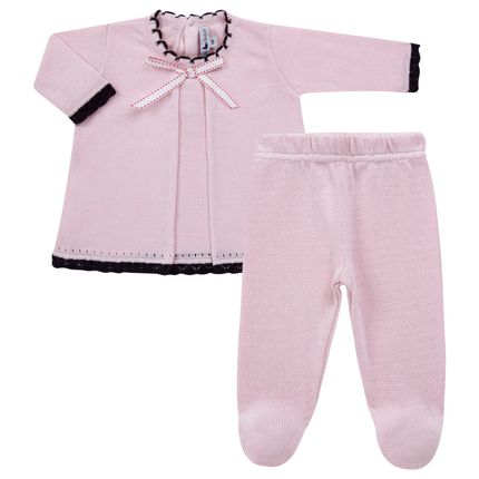 Vestido longo c/ Calça para bebe em tricot Anabel - Mini Sailor Vestido longo c/ Calça para bebe em tricot Anabel - Mini Sailor