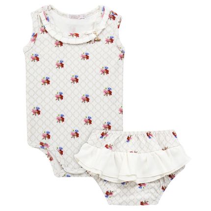 Body regata c/ Calcinha para bebe em algodão egípcio Flores - ... Body regata c/ Calcinha para bebe em algodão egípcio Flores - ...