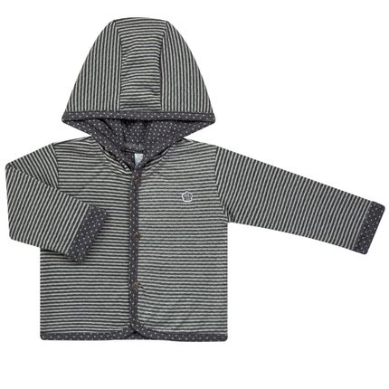 Casaco com capuz para bebe em malha Stripes - Mini & Classic Casaco com capuz para bebe em malha Stripes - Mini & Classic