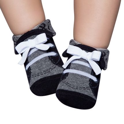 Meia Botinha para bebe Cinza e Preto - Puket Meia Botinha para bebe Cinza e Preto - Puket