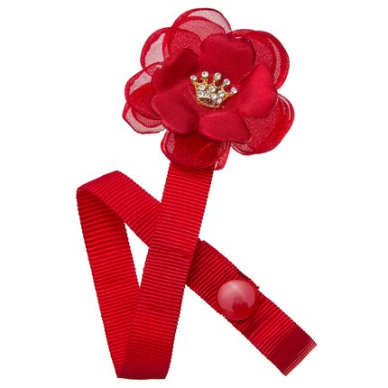 Prendedor de Chupeta Flor & Mini Coroa Vermelho - Roana Prendedor de Chupeta Flor & Mini Coroa Vermelho - Roana