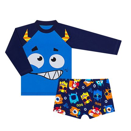 KIT2.MONSTRO_A-moda-praia-infantil-menino-kit-camiseta-surfista-sunga ...