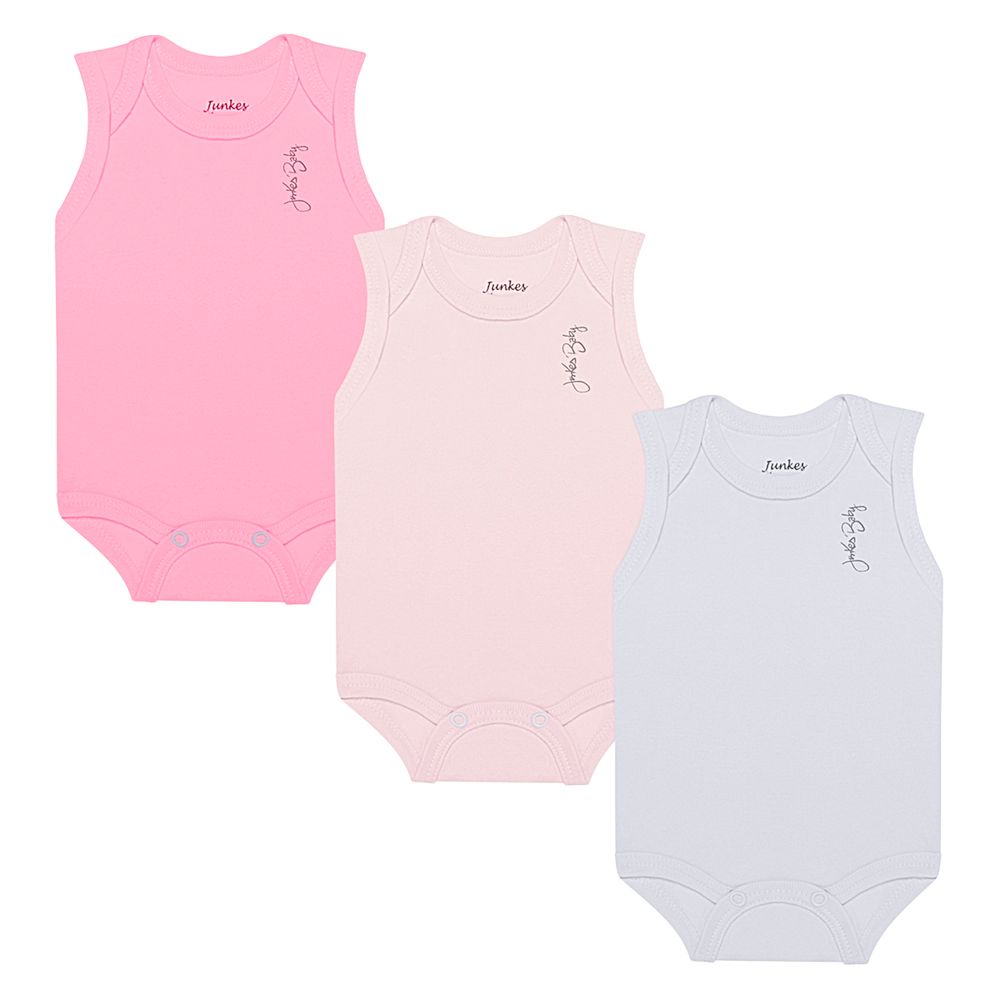 JUN20113-A-moda-bebe-menina-kit-3-bodies-regata-em-suedine-pink-rosa-branco-junkes-baby-no-bebefacil-loja-de-roupas-enxoval-e-acessorios-para-bebes