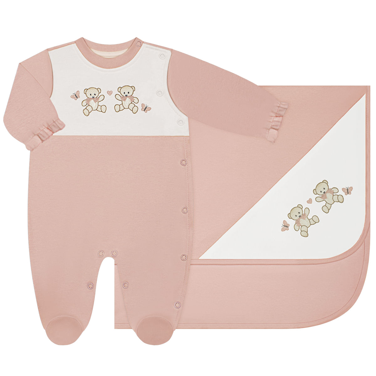 Jogo Maternidade em suedine Antiviral Ursinha: Macacão longo + Manta -  Anjos Baby no bebefacil loja de roupas para bebes - bebefacilMobile