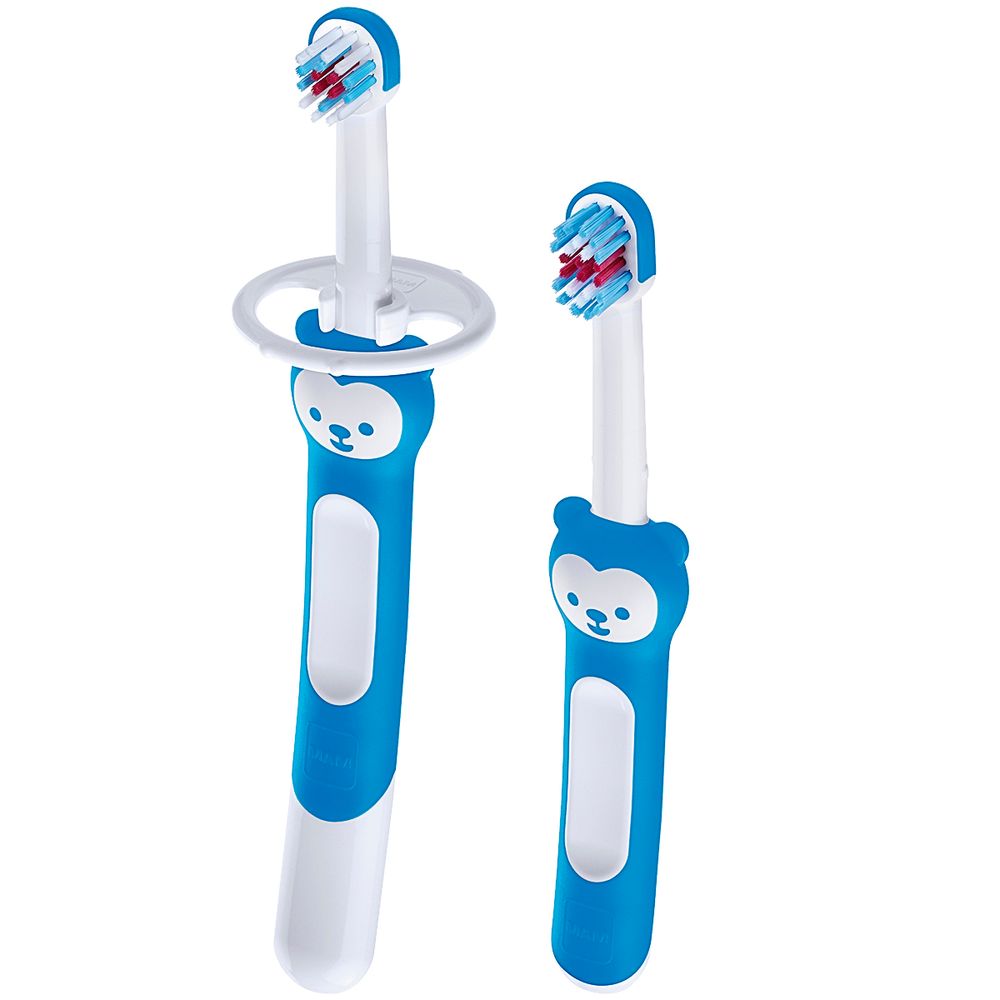 MAM8307-A-Escova-de-Dentes-Learn-to-Brush-2-Unidades-Azul-5m---MAM