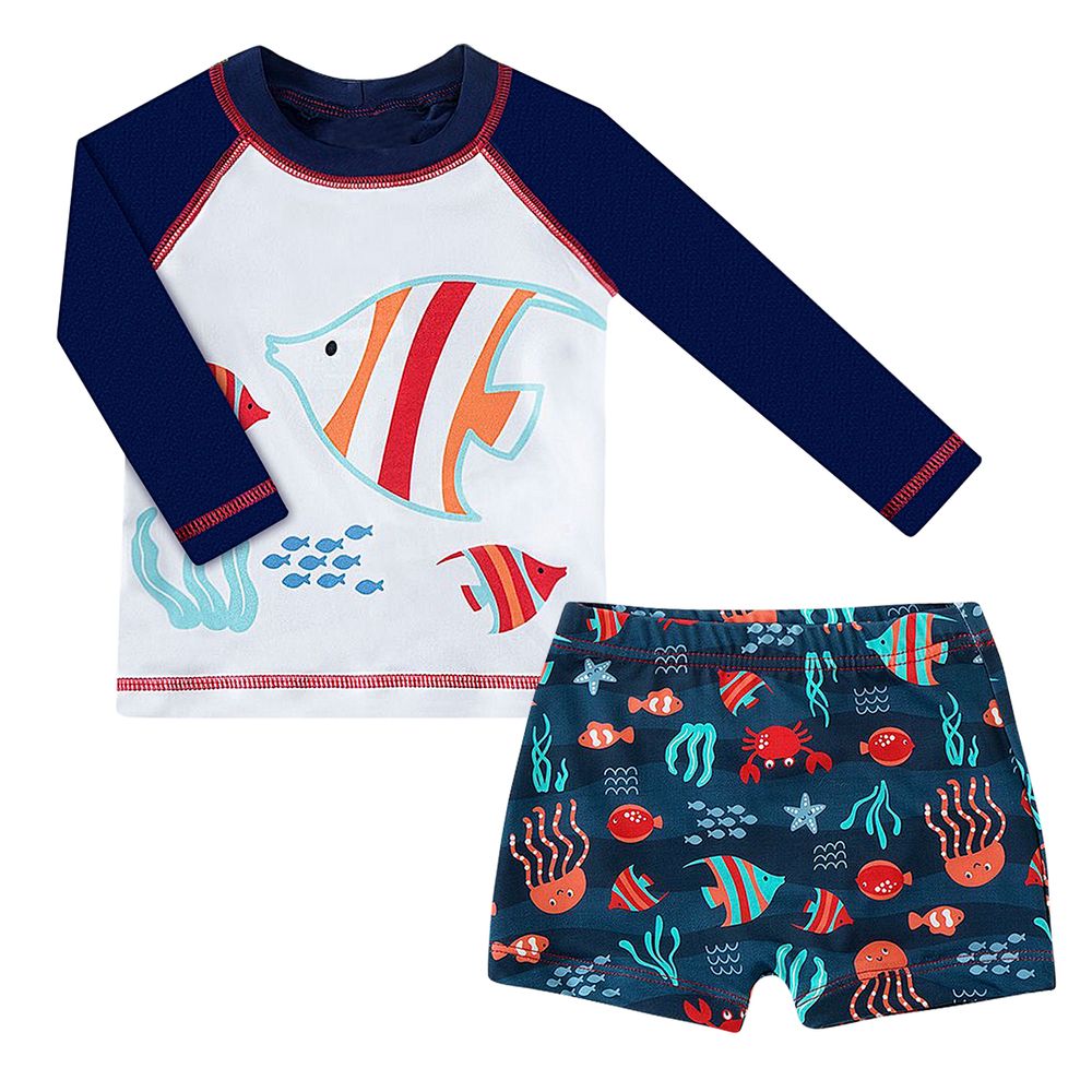 1445167-A-moda-praia-menino-conjunto-camiseta-surfista-shorts-com-protecao-uv-fps50-peixes-tip-top-no-bebefacil