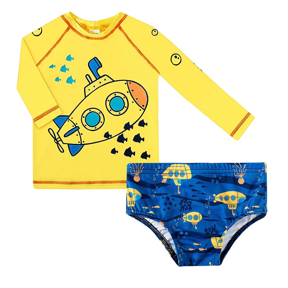KIT-SUB-AZ-A-moda-praia-menino-conjunto-camiseta-surfista-sunga-com-protecao-uv-fps50-submarino-azul-tip-top-no-bebefacil