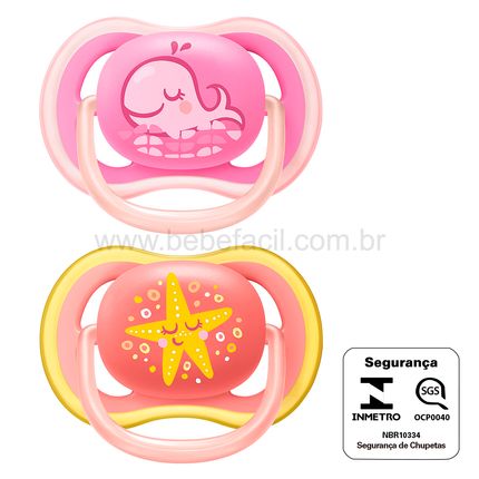 Chupeta Ultra Soft Dupla - Baleia/Estrela - (6-18M) - Best Baby