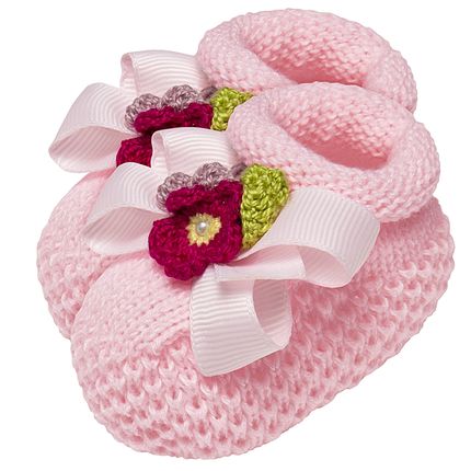 Conjunto de sapatinho de tricot rosê e faixinha trança para bebê - Flor de  Algodão Enxovais