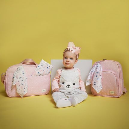 Mochila Maternidade para bebê Bunny Rosa - Just Baby - bebefacilMobile