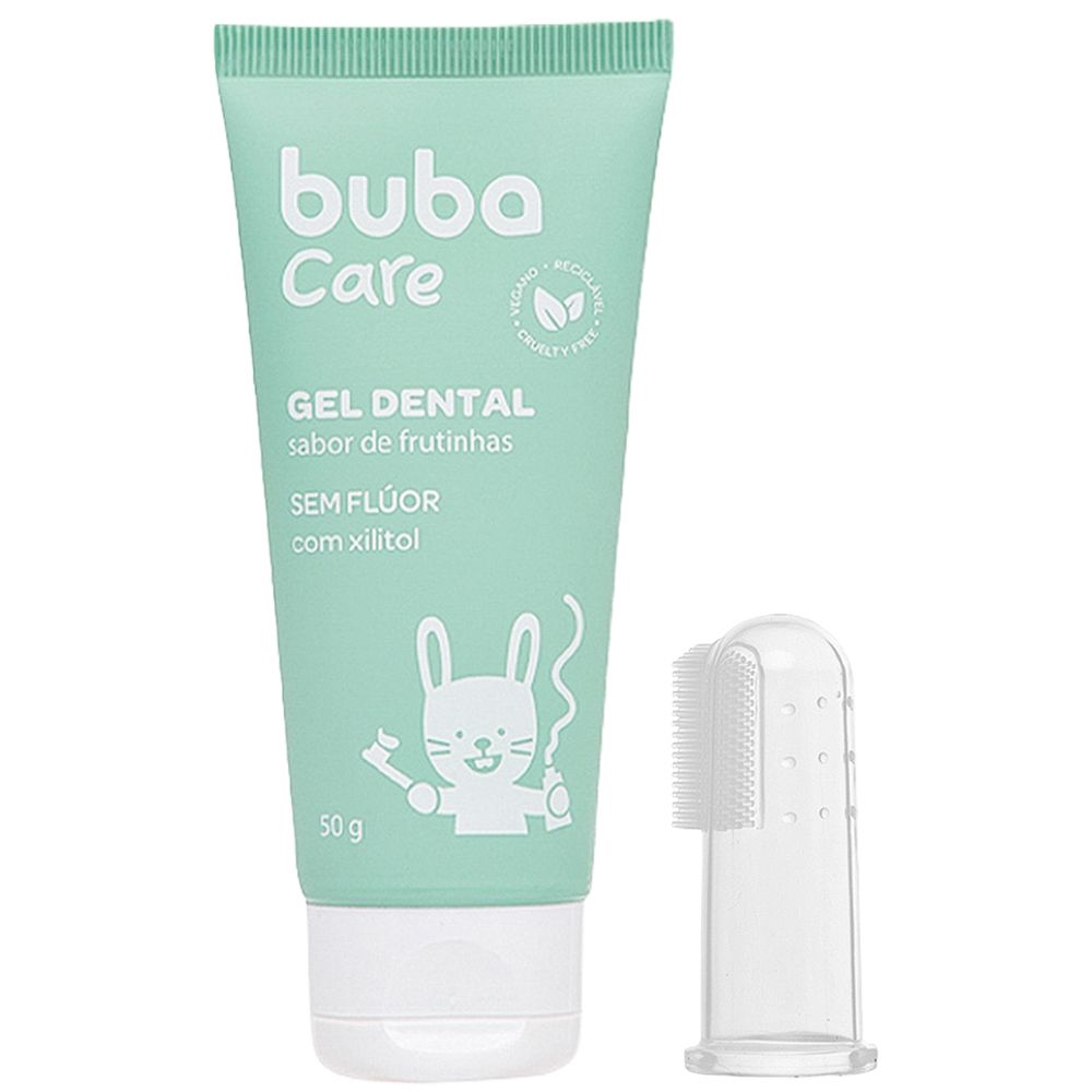 BUBA16563-A-Gel-Dental-sem-Fluor-com-Escova-Massageadora-Buba-Care-50g-0m---Buba