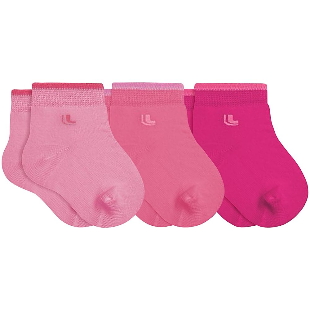 LU02165-089.0906-A-moda-bebe-menina-tripack-3-meias-soquete-rosa-claro-rosa-pink-lupo-no-bebefacil